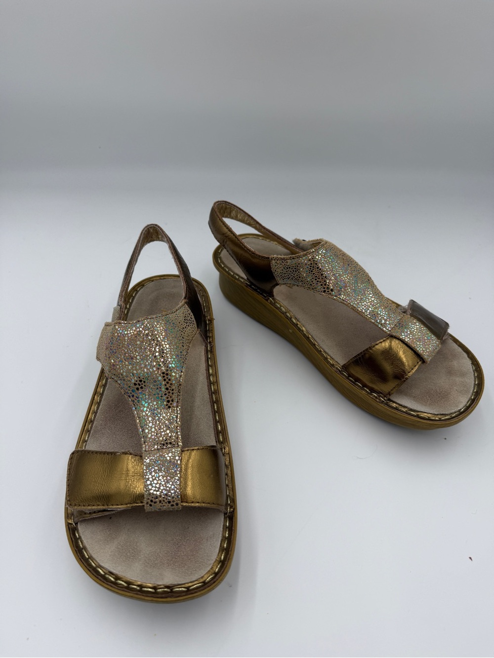 Alegria Kendra Kendra Metallic Gold Leather Comfort Sandals Womens 39/8.5-9US